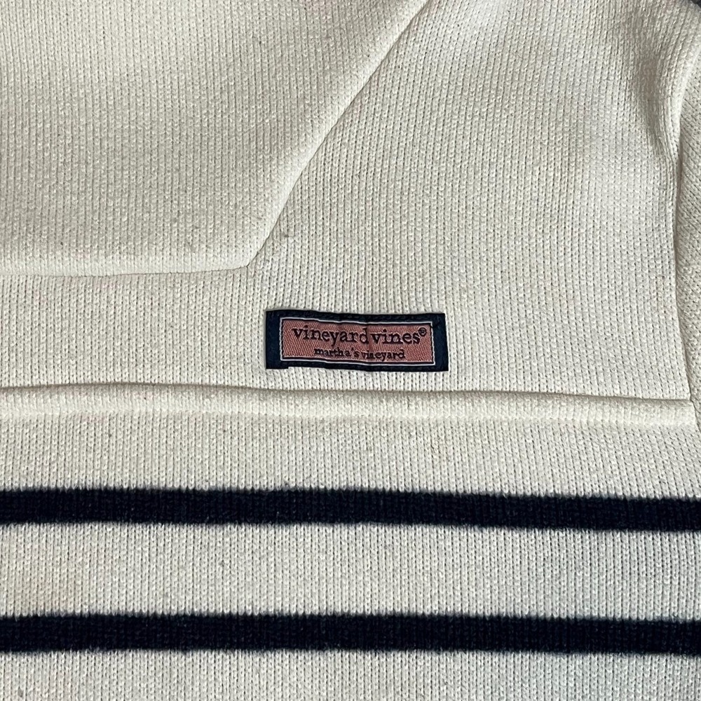 Vineyard Vines Women's Striped Mock Neck Pullover Sweatshirt White/Navy Size M - Picture 4 of 10